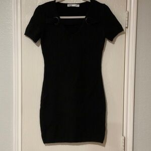 Zara Black Mini Dress with Short Sleeves
